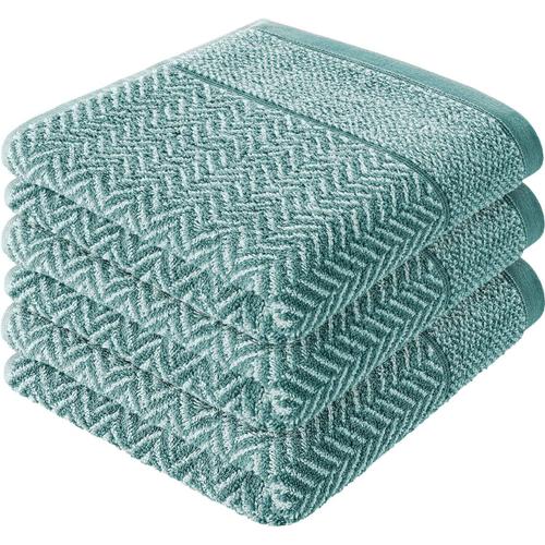 Serviettes Essuie-Mains, Set De 3, 100% Coton 50x100 Cm ¿¿ Motifs, Vert Oc¿¿An