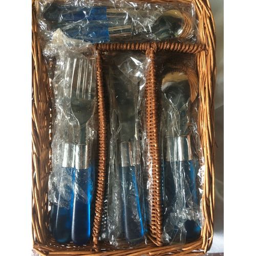 Menagere / Set De Couverts Pour 4 Personnes - Manches Translucides Bleus