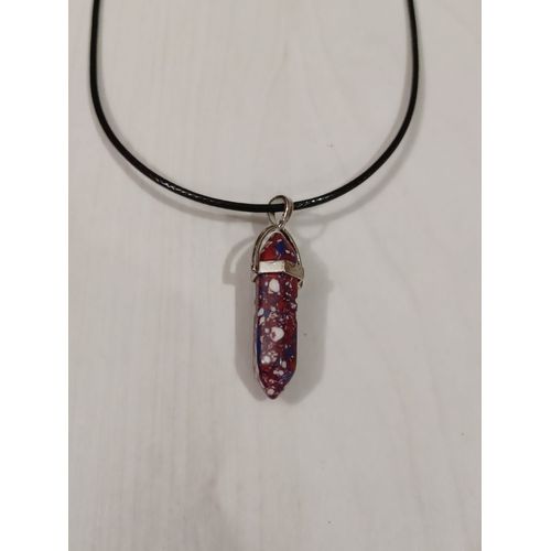 Collier Chakras Cristal Bleu Blanc Rouge Tacheté