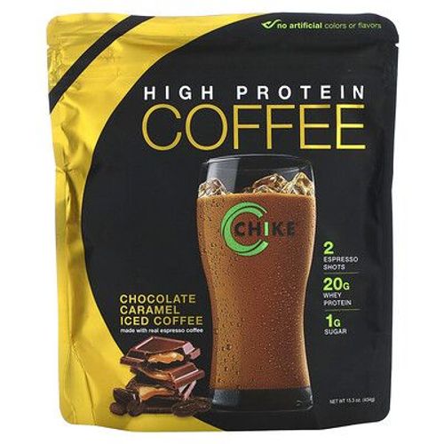 Chike Nutrition, Café Glacé Riche En Protéines, Chocolat Et Caramel, 434 G