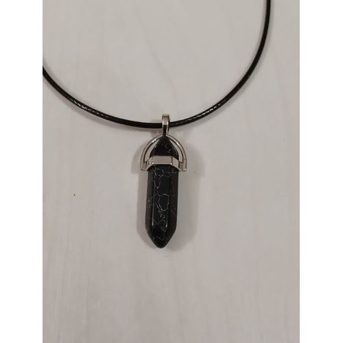 Collier Chakras Cristal Noir Et Gris Marbré