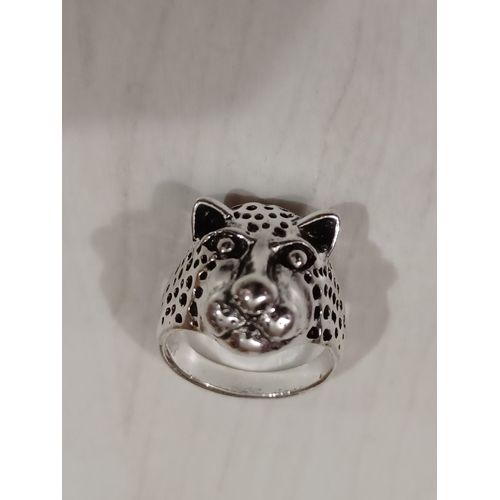 Bague Tête De Jaguar,Métal Argenté