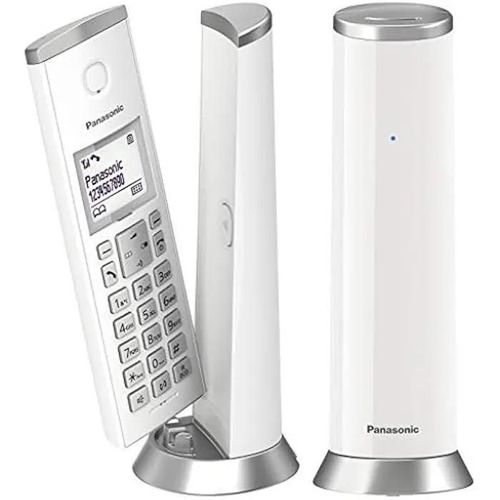 Panasonic Téléphone DECT sans fil KX-TGK212JTW avec rétroéclairage LCD 1,5 pouce, sonneries blanches, appels indésirables, Eco et