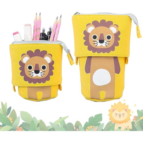 Trousse Telescopique, Trousse Pot A Crayon Rétractable, Trousse Scolaire, Trousse École Télescopique, Trousse A Crayon Telescopique Pour Garçons Filles Et Fournitures De Bureau (Lion)