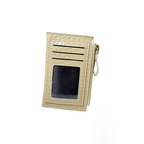 Portefeuille zippé en relief crocodile avec plusieurs emplacements pour cartes Kaki