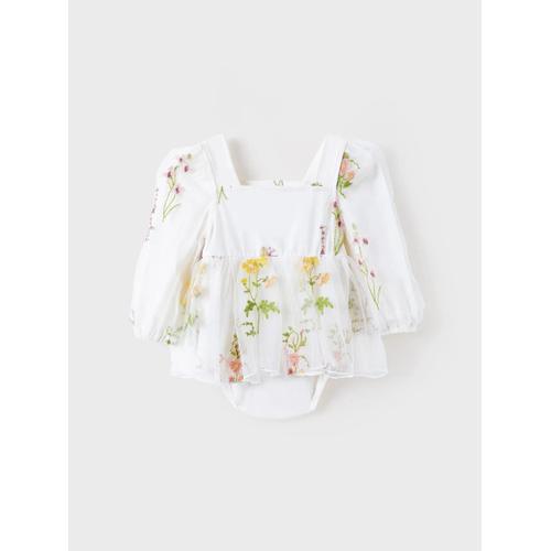 Bébé Fille Naia Sweet Floral Dentelle Volante Combishort À Manches Longues