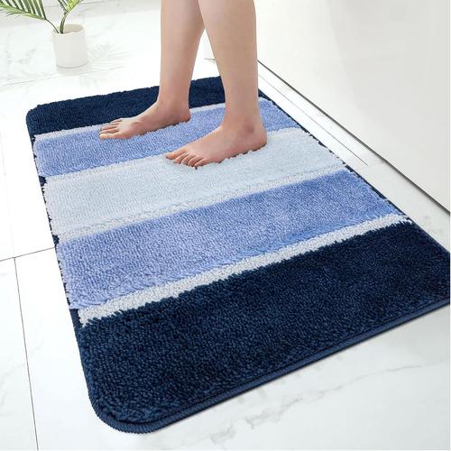 Tapis De Bain Antid Rapant Super Absorbant L'eau, Lavable En Machine, En Microfibre Douce Et Paisse, Absorbant (Bleu, 152,4 X 228,6 Cm)