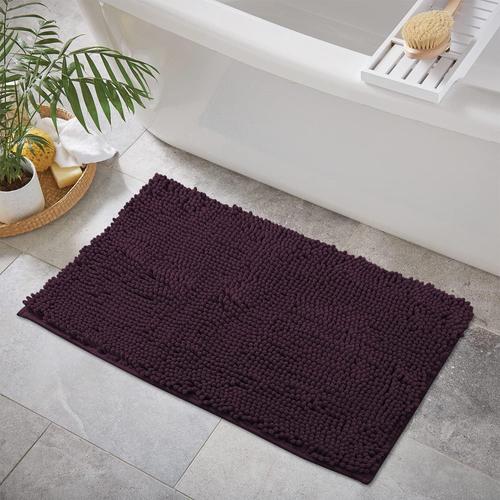 Tapis De Bain-Tapis De Salle De Bain Douche En Peluche Extra-Doux, Mat¿¿Riau En Microfibre Chenille 1 ``, Tapis De Bain Shaggy Super Absorbant |Prune|20 X 30