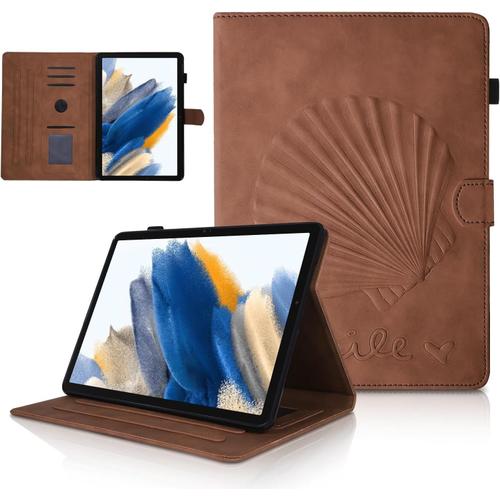 Coque Tablette Samsung Tab A8 Pour Samsung Galaxy Tab A8 10.5 2022/2021 Sm-X200/X205/X207 Stand De Folio De Pli Coque Galaxy Tab A8 Auto Sillage/Sommeil Coque Samsung Galaxy Tab A8 Brun