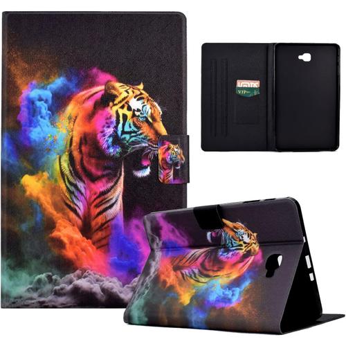 Coque Galaxy Tab A Pour Samsung Galaxy Tab A 10.1 2016 Sm-T580 T585 Support En Cuir Pu Housse De Protection Folio Réveil/Veille Automatique Coque Tablette Samsung Tab A 10.1 Tigre De Couleur