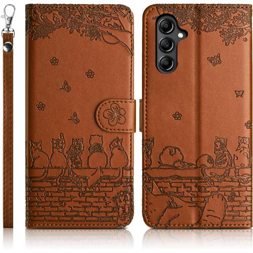 Coque Pour Samsung Galaxy A15 4g/5g ¿¿Tui De Protection [Etui ¿¿ Rabat] [Pochette De Portefeuille] [Fermeture Magn¿¿Tique] Housse Premium En Cuir Pu Portefeuille Galaxy A15 4g/5g Marron