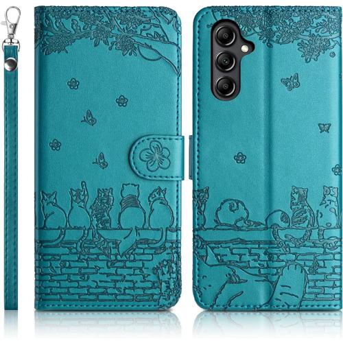 Coque Pour Samsung Galaxy A15 4g/5g ¿¿Tui De Protection [Etui ¿¿ Rabat] [Pochette De Portefeuille] [Fermeture Magn¿¿Tique] Housse Premium En Cuir Pu Portefeuille Galaxy A15 4g/5g Bleu