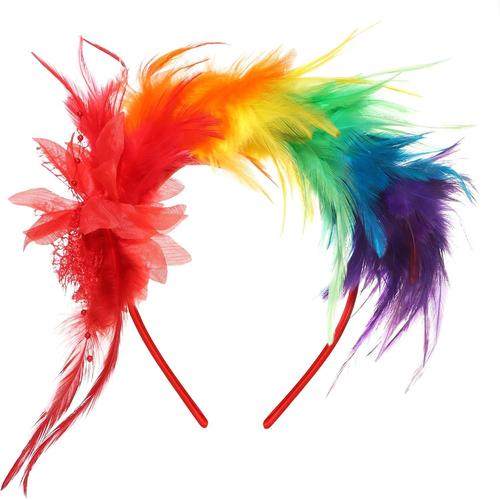 Bandeau ¿¿ Plumes Color¿¿Es Bandeau Fascinateur Coiffe De Carnaval Serre-T¿ºtes ¿¿ Plumes Arc-En-Ciel Cerceau De Cheveux Coiffe De Plumes De Cosplay Costume Pour Paques Mariage Halloween