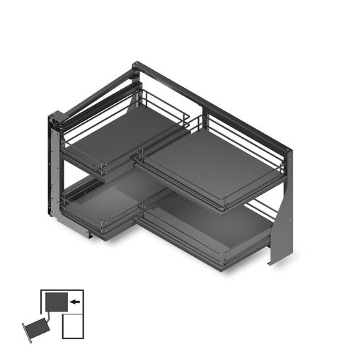 Emuca Meuble d'angle coulissant Titane pour meubles de cuisine, s'ouvrant à Gauche, Gris anthracite, Acier et Bois