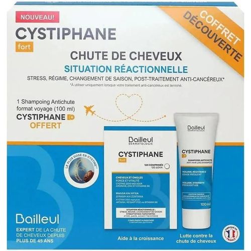 Cystiphane Chute Des Cheveux Kit 120 Comprimés + 1 Shampooing 100ml 