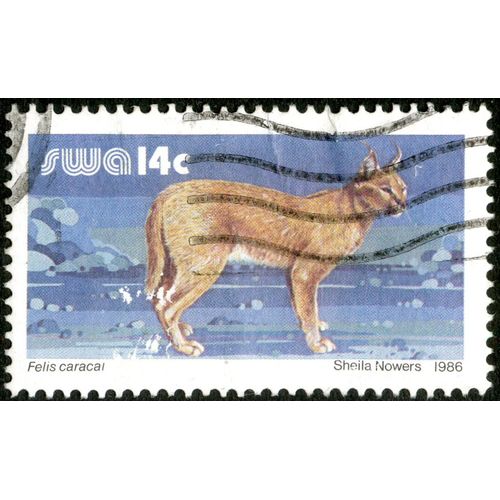 Timbre Oblitéré Swa 14 C, Felis Caracal, 1986, Sheila Nowers