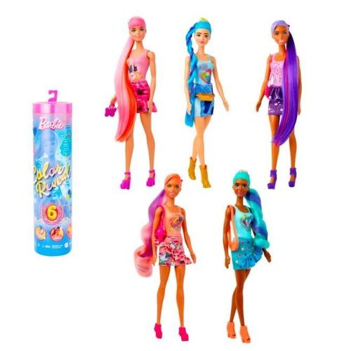 Barbie Poupée Color Reveal Totally Denim Avec 6 Surprises À Découvrir, Imprimé Patchwork Et Changement De Couleur, Jouet Enfant, Dès 3 Ans, Hjx55