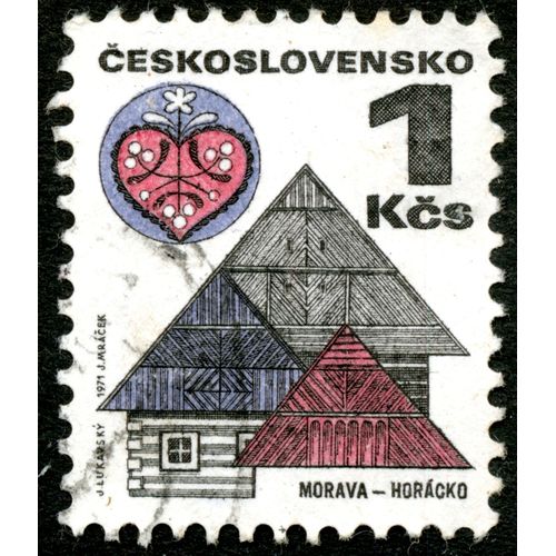 Timbre Oblitéré Ceskoslovensko, Morava-Horacko, 1 Kcs, 1971