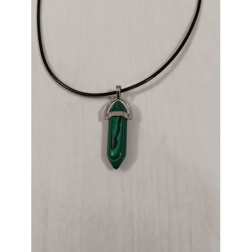 Collier Chakras Cristal Vert Et Noir Marbré