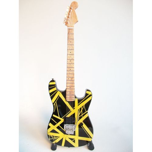 Guitare Miniature Stratocaster Noire À Bandes Jaunes De Van Halen