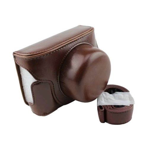 Full body pride ise Fit PU Leather Digital Camera Case Bag Cover pour Panasonic Lumix DC-GF10 GF9 GF8 GF7 GX900 GX950 GX850 GX800 - Type Coffee