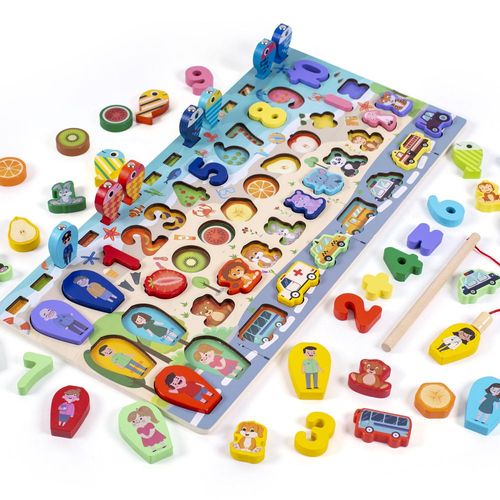 Jouets En Bois Montessori Pour Enfants,Fruits,Alphabet Numérique,Figure De Circulation Des Animaux,Puzzle - 648 Multifunction
