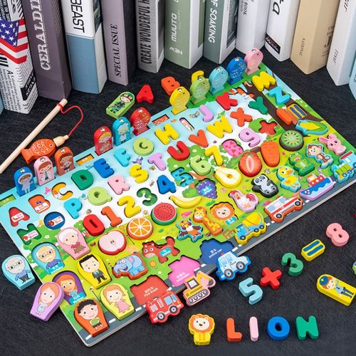 Jouets En Bois Montessori Pour Enfants,Fruits,Alphabet Numérique,Figure De Circulation Des Animaux,Puzzle Assressenti- B[F37580967]