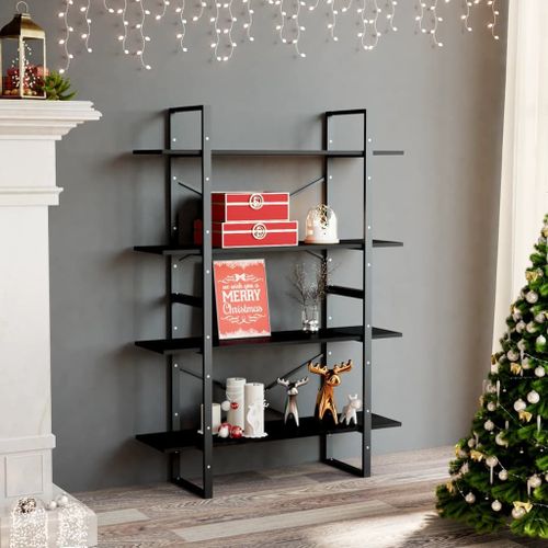 Vidaxl Bibliothèque À 4 Niveaux Noir 100x30x140 Cm Bois D'ingénierie