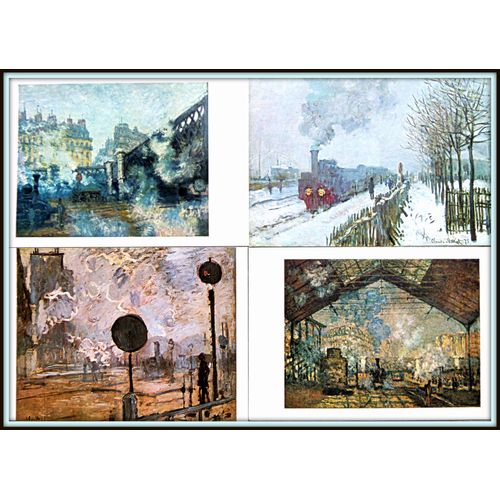 Monet Claude Locomotive Lot Cartes Postales Tableaux Peinture