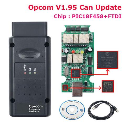 Opcom-Lecteur De Code De Voiture Pour Opel,Mise À Jour En Ligne,V5,2021,1.99,1.95,Pic18f458,Puce Ftdi,Eau Obd2- Opcom 1.95