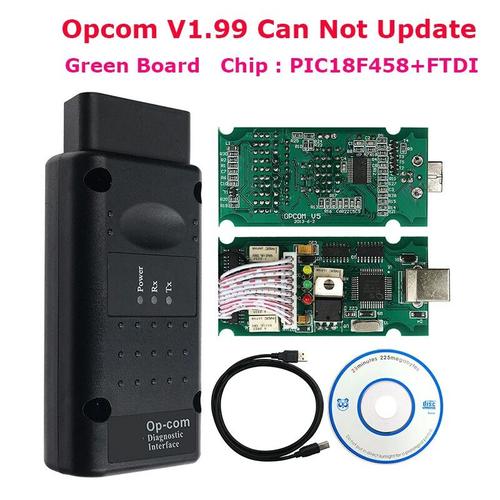 Opcom-Lecteur De Code De Voiture Pour Opel,Mise À Jour En Ligne,V5,2021,1.99,1.95,Pic18f458,Puce Ftdi,Eau Obd2- Opcom 1.99 Green