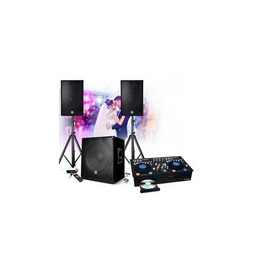 PACK Sonorisation 2200W BM SONIC 1512 Enceintes + SUB 38cm USB/BLUETOOTH + Pieds, Cables, Platines Double CD PRONOMIC CDJ-500 DJ
