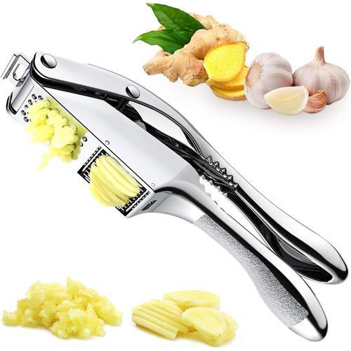 2 In 1 Presse Manuel Ail,Garlic Press Alliage D'aluminium,Presse-Ail Ecrase Ail Manuel Trancheur D'ail Avec,Pour L'ail Frais,Le Gingembre,Les Noix,Facile À Utiliser Et À Nettoyer,Pour La Cuisine