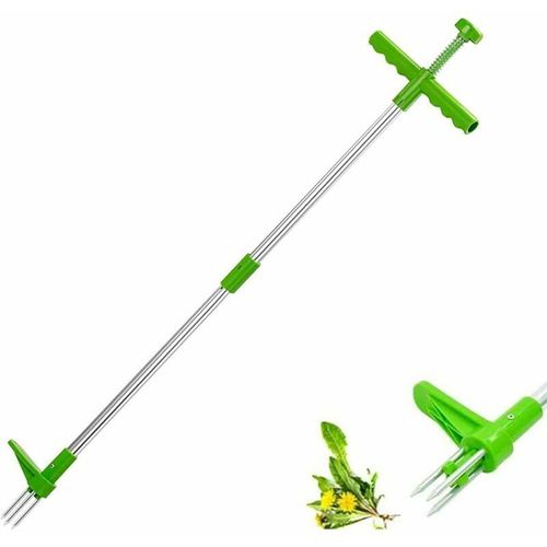 Désherbeur 100 cm Aluminium Garden Stand-Up à Long Manche Telescopique Uproot Remover Arrache Mauvaise Herbe Jardinage Manuel