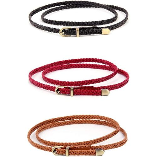 Lot De 3 Ceintures Fines Tressées Corset Pour Femme Avec Garniture De Ceinture À Boucle Ardillon En Métal