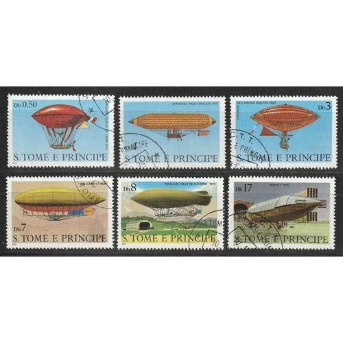 Série Complète De 6 Timbres Oblitérés 1979 Sao Tomé Et Principe. Histoire Du Dirigeable, N° 578 À 583