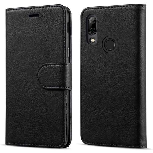Coque Huawei P Smart 2019 Housse Etui Portefeuille Cuir Multifonction Fermeture Magnétique A Clapet Anti-Choc Noir