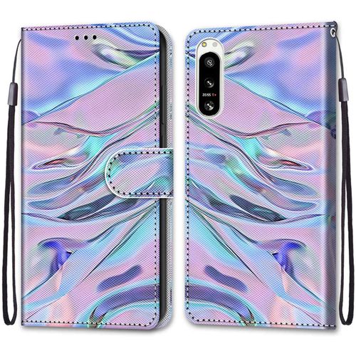 Coque Pour Sony Xperia 5 Iv, Etui En Cuir Pu Portefeuille Housse Coque Avec 360 Degres Silicone Antichoc Protection Cover Cuir Pochette Magnetique Und Flip Bequille (Fluorescent)