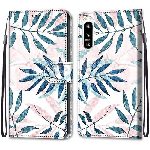Coque Pour Sony Xperia 5 Iv, Etui En Cuir Pu Portefeuille Housse Coque Avec 360 Degres Silicone Antichoc Protection Cover Cuir Pochette Magnetique Und Flip Bequille (Conifere)