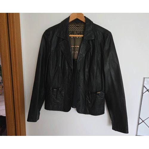 Veste Femme En Cuir Noir Petit 42.