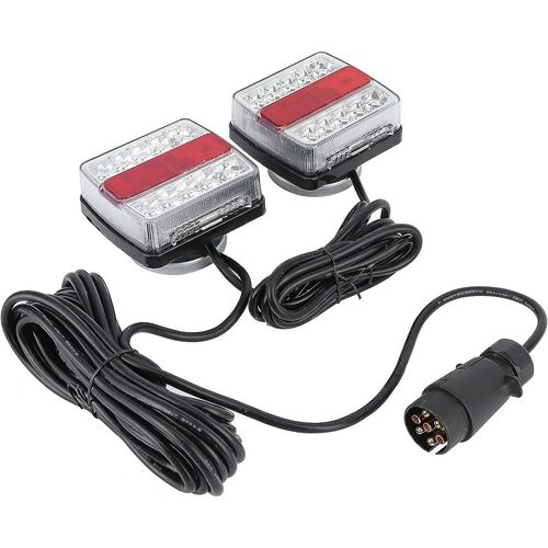 12v Feux Arrière À 15 Led Avec Aimants, Feux De Remorque Led, Cable De 7,5 M, Prise 7 Broches, Feu Arrière, Éclairage De Remorque, Rampe Eclairage Remorque Led Avec Feu De Recul Led