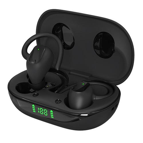 Écouteurs Bluetooth sport, écouteurs intra-auriculaires Bluetooth sans fil avec crochets d'oreille, ajustement confortable, basses profondes, temps de lecture 30H avec boîtier de charge LED USB-C, écouteurs de course étanches avec micro, noir