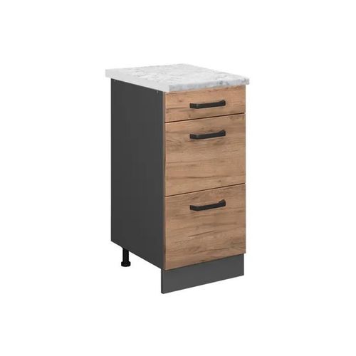 Meuble Elements Separes Bas Cuisine R-Line, 40 Cm Pt Marbre, Chêne De Force Doré, Vicco