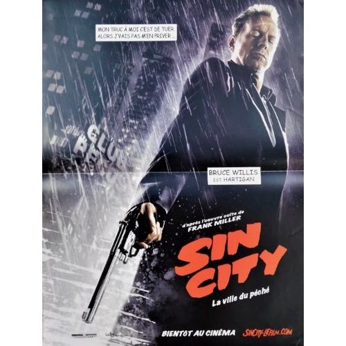 Sin City - Affiche Originale De Cinéma - Format 40x60 Cm - Un Film De Robert Rodriguez, Frank Miller, Quentin Tarantino Avec Jessica Alba, Benicio Del Toro, Bruce Willis, Mickey Rourke - Année 2005