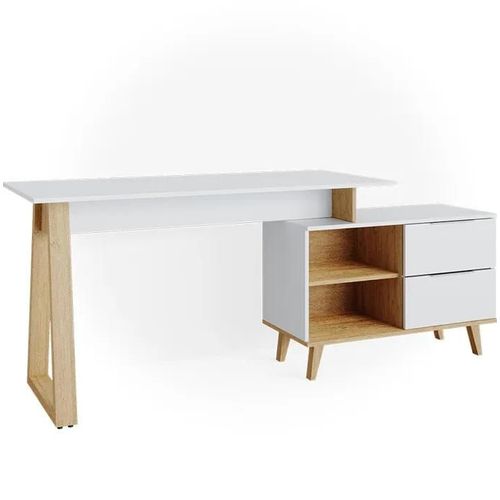Vicco Bureau Nautica, Blanc, 138 X 60 Cm Avec Tiroirs Xl