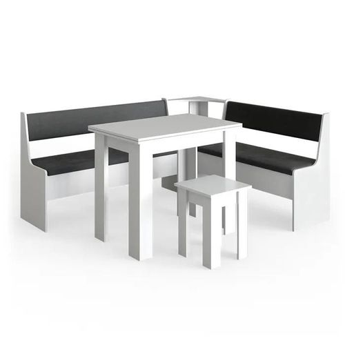 Vicco Groupe De Banquettes D'angle Roman, Blanc, 180 X 41.5 Cm Avec Table