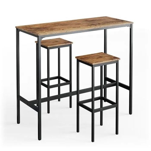 Vicco Set De Table De Bar Fyrk, Chêne Rustique, 120 X 50 Cm Avec 2 Tabourets De Bar