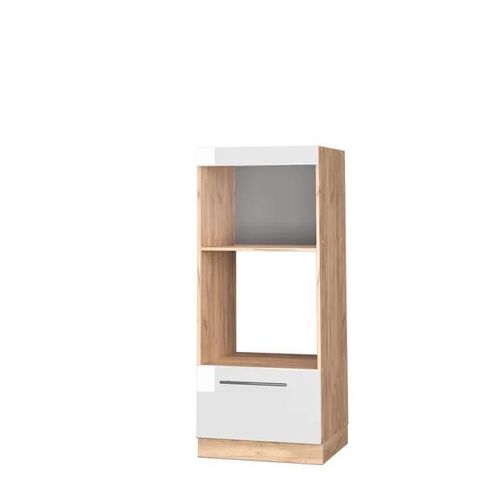Vicco Armoire Micro-Ondes Fame-Line, Blanc Haute Brillance, 60 Cm Ouvert