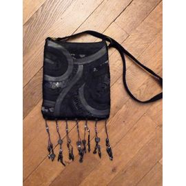 Sac à Main en Cuir et Tissu Noir avec sa Bandoulière- Neuf- Ralph Kemp