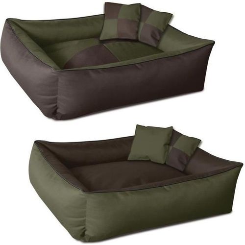 Beddog Max Quattro 2en1, Lit Pour Chien , Panier Corbeille, Coussin De Chien [Xxl Env. 120x85cm, Mystic (Vert/Brun)]